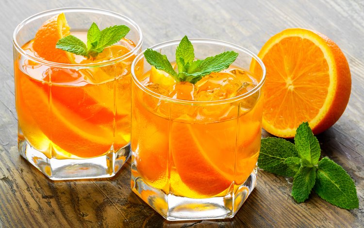 мята, напиток, апельсины, лёд, коктейль, цитрусы, mint, drink, oranges, ice, cocktail, citrus