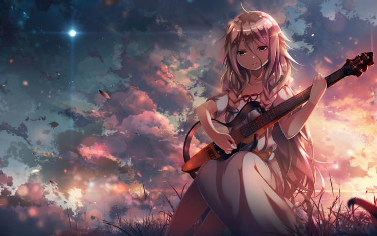 девушка, гитара, аниме, girl, guitar, anime