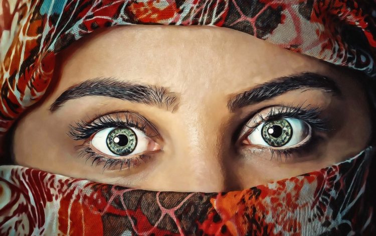 глаза, девушка, портрет, взгляд, лицо, платок, eyes, girl, portrait, look, face, shawl