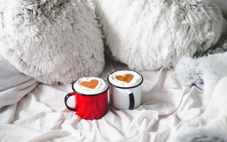 утро, кофе, кружки, любовь, сердечки, уют, morning, coffee, mugs, love, hearts, comfort