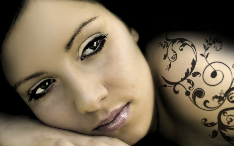 девушка, портрет, взгляд, лицо, татуировка, girl, portrait, look, face, tattoo