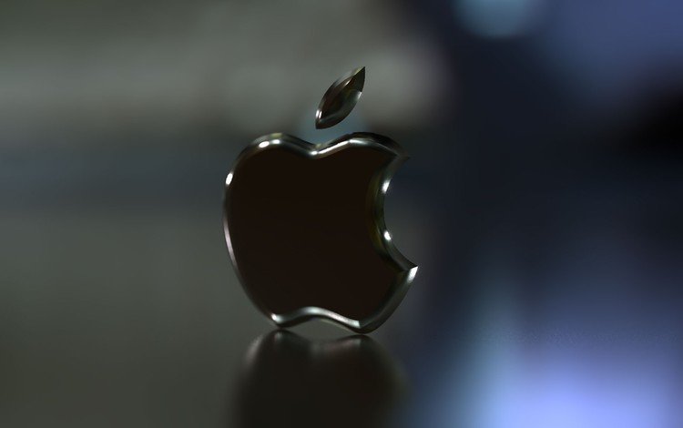 отражение, логотип, черный фон, эппл, reflection, logo, black background, apple