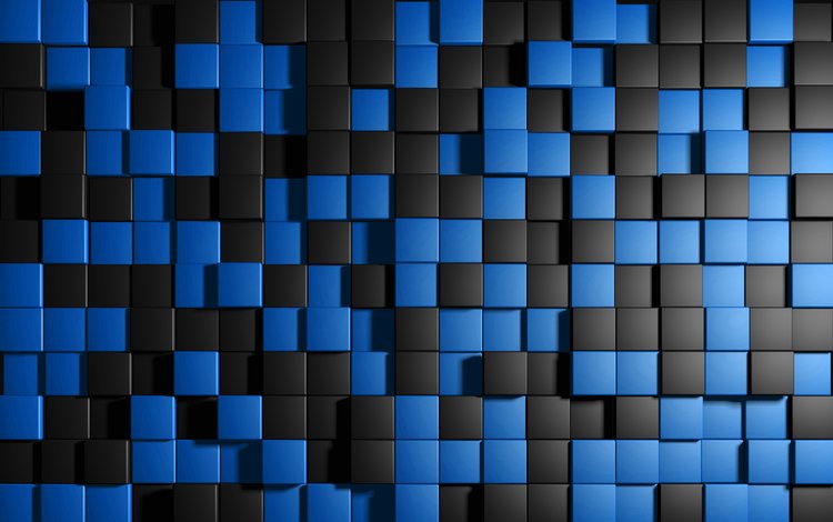 квадраты, кубы, синие, чёрные, squares, cuba, blue, black
