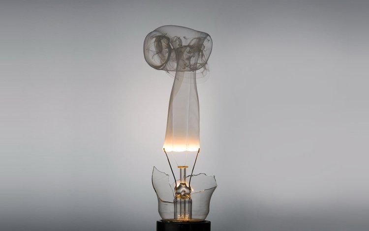 фон, дым, минимализм, спираль, лампочка, background, smoke, minimalism, spiral, light bulb