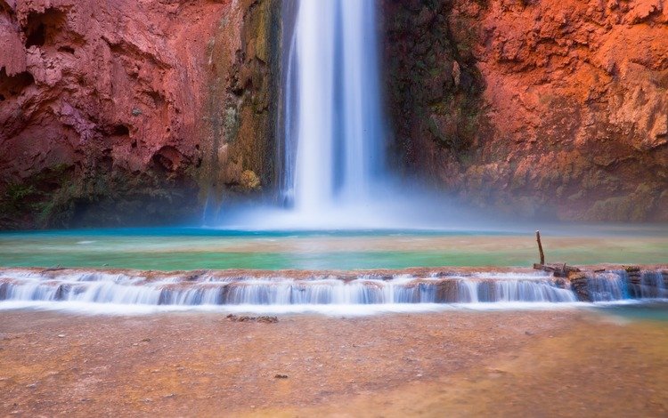 скалы, природа, водопад, сша, аризона, водопад хавасу, большой каньон, rocks, nature, waterfall, usa, az, havasu falls, the grand canyon