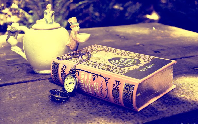 часы, кролик, алиса в стране чудес, чай, чайник, книга, карманные часы, watch, rabbit, alice in wonderland, tea, kettle, book, pocket watch