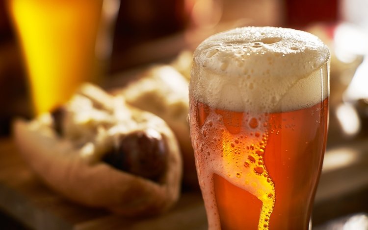 бокал, стакан, пиво, пена, хот-дог, joshua resnick, glass, beer, foam, hot dog