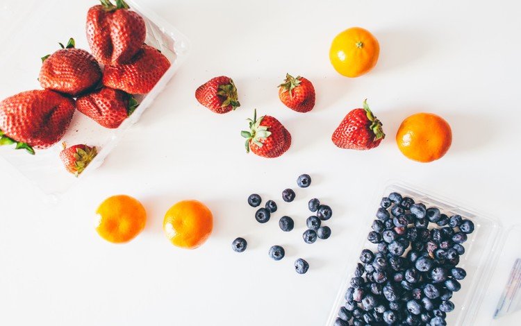 фрукты, клубника, ягоды, черника, мандарины, fruit, strawberry, berries, blueberries, tangerines