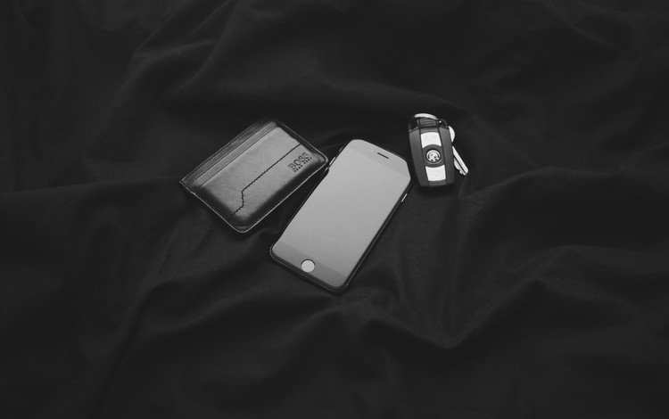 чёрно-белое, ключ, телефон, смартфон, black and white, key, phone, smartphone