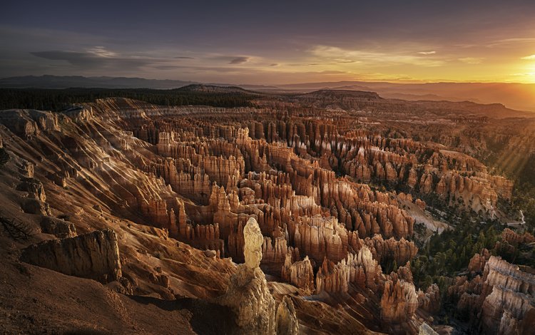 скалы, закат, горизонт, каньон, сша, юта, брайс-каньон, брайс каньон национальный парк, rocks, sunset, horizon, canyon, usa, utah, bryce canyon, bryce canyon national park