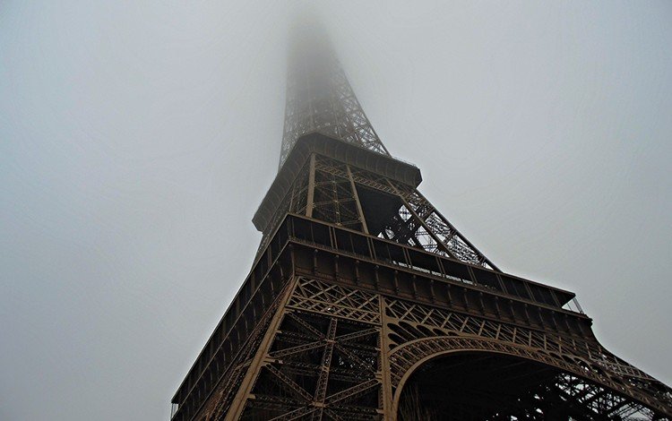 туман, париж, франция, эйфелева башня, достопримечательность, fog, paris, france, eiffel tower, attraction