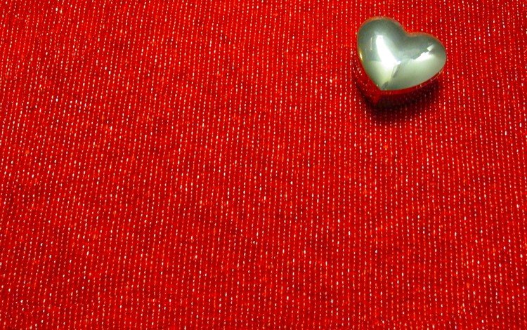 текстура, сердечко, сердце, ткань, красный фон, texture, heart, fabric, red background