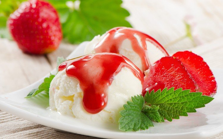 мята, ягода, мороженое, клубника, сладкое, десерт, mint, berry, ice cream, strawberry, sweet, dessert