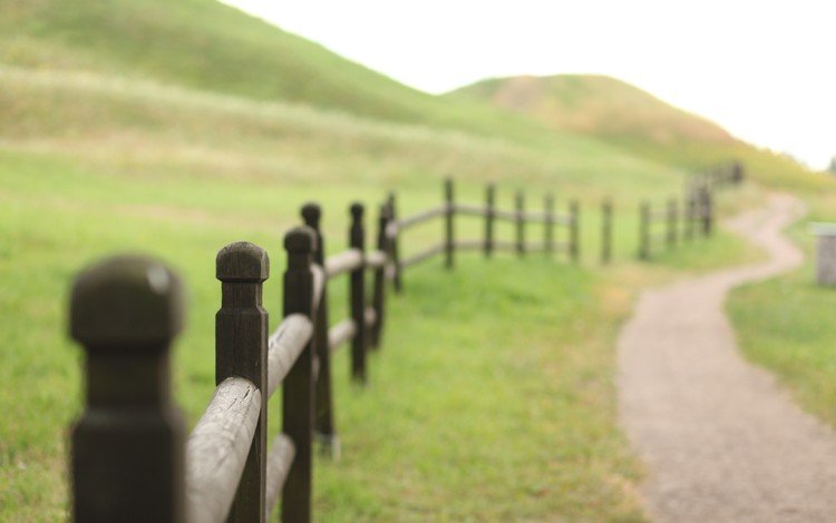 трава, холмы, природа, пейзаж, поле, забор, тропинка, изгородь, grass, hills, nature, landscape, field, the fence, path, fence