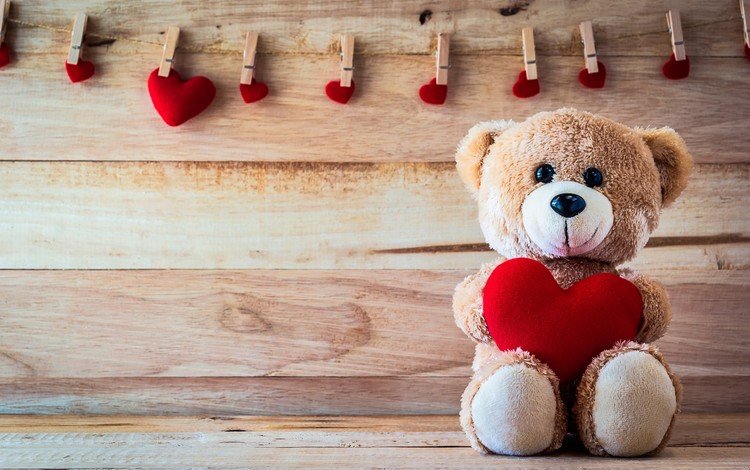 мишка, деревянная поверхность, игрушка, сердце, любовь, сердечки, прищепка, плюшевый мишка, романтичный, bear, wooden surface, toy, heart, love, hearts, clothespin, teddy bear, romantic