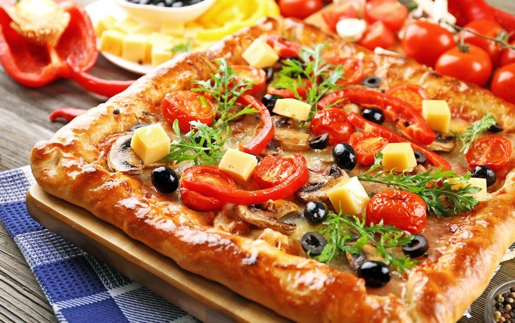 сыр, выпечка, помидоры, пицца, начинка, маслины, cheese, cakes, tomatoes, pizza, filling, olives