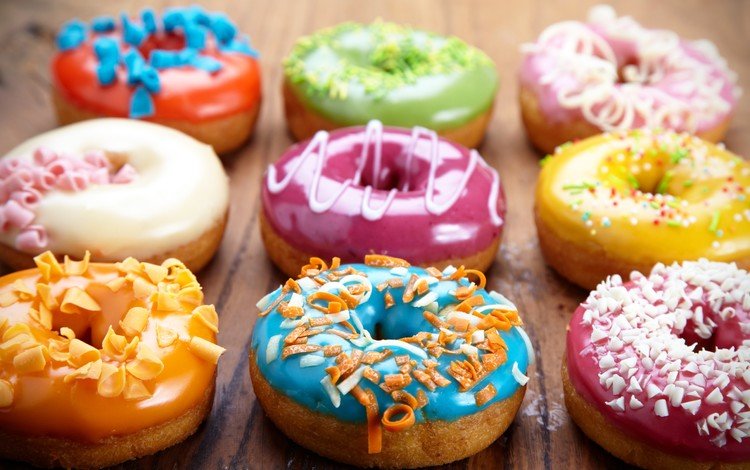разноцветные, сладкое, пончик, пончики, выпечка, десерт, глазурь, посыпка, colorful, sweet, donut, donuts, cakes, dessert, glaze, topping