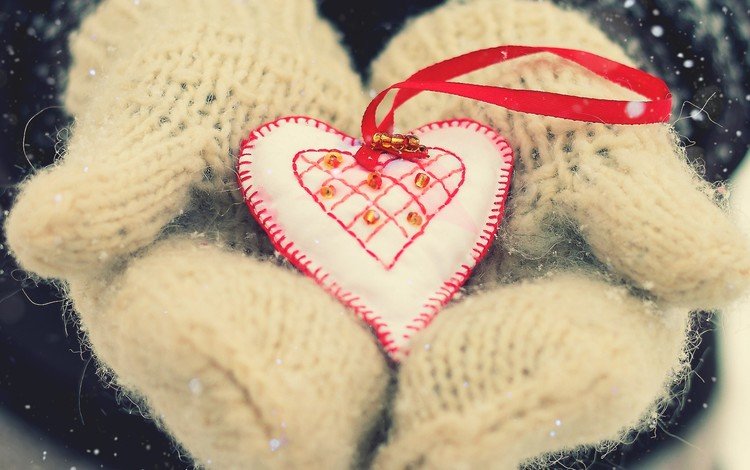 сердце, любовь, руки, день святого валентина, варежки, heart, love, hands, valentine's day, mittens
