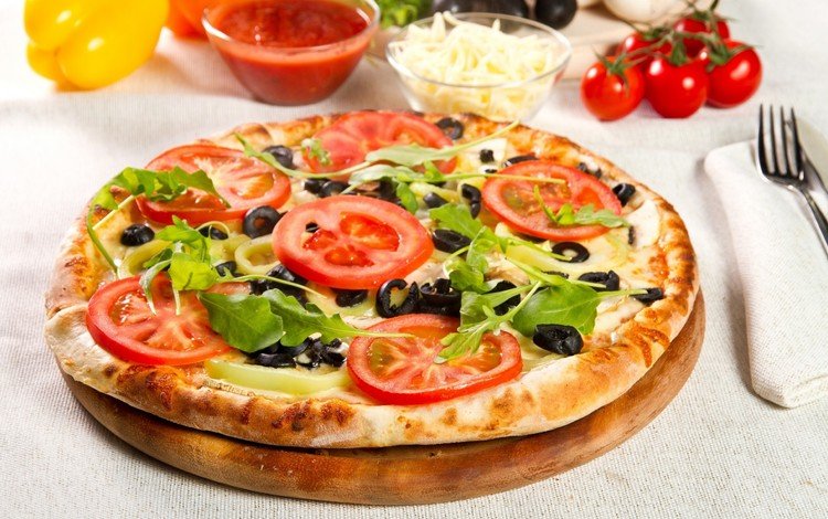 сыр, овощи, помидоры, перец, пицца, маслины, cheese, vegetables, tomatoes, pepper, pizza, olives