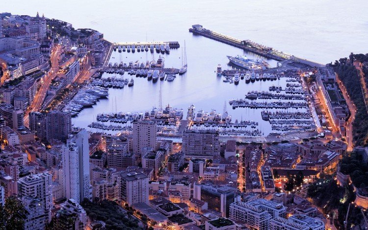 вечер, яхты, дома, порт, монако, монте-карло, the evening, yachts, home, port, monaco, monte carlo