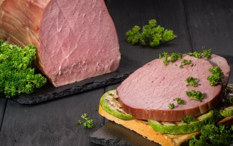 зелень, бутерброд, мясо, ветчина, greens, sandwich, meat, ham