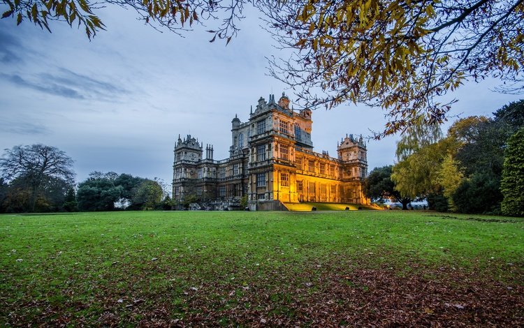 трава, парк, замок, англия, ноттингем, вуллатон холл, вуллатон парк, grass, park, castle, england, nottingham, wollaton hall, wollaton park