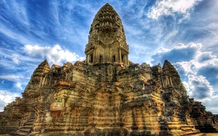 небо, облака, храм, азия, камбоджа, ангкор ват, ангкор, the sky, clouds, temple, asia, cambodia, angkor wat