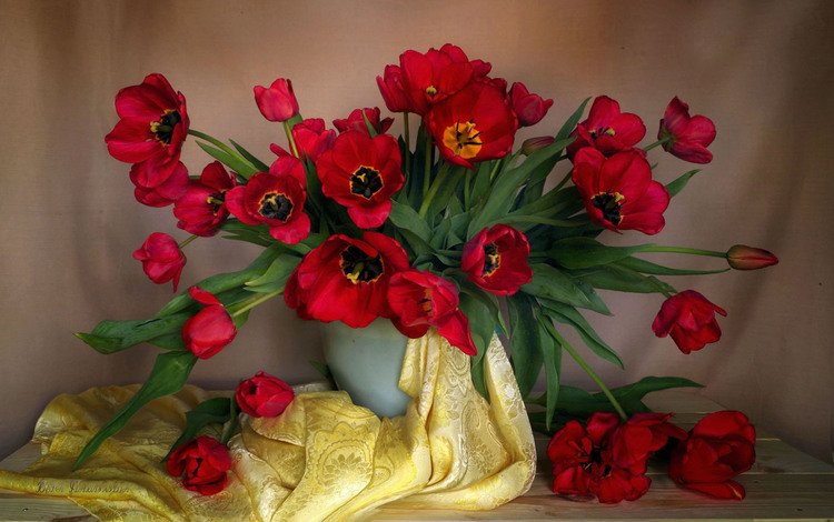 цветы, vera-pawluhina, стол, ткань, букет, тюльпаны, ваза, натюрморт, композиция, flowers, table, fabric, bouquet, tulips, vase, still life, composition
