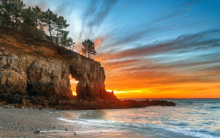 скалы, арка, природа, канада, закат, пейзаж, море, пляж, залив, океан, rocks, arch, nature, canada, sunset, landscape, sea, beach, bay, the ocean