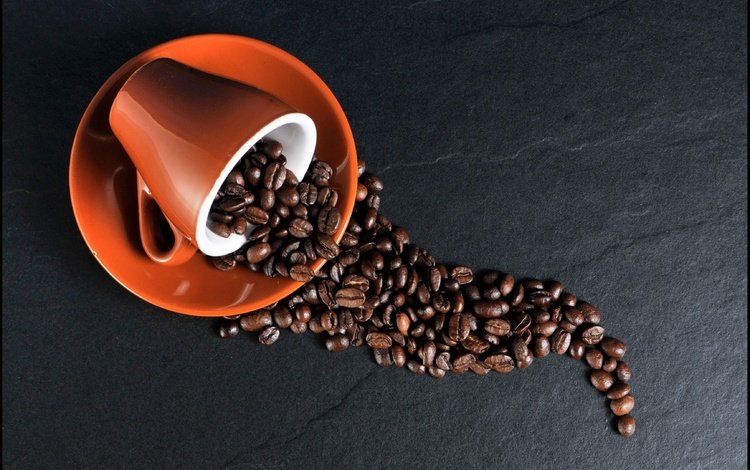 кофе, блюдце, чашка, кофейные зерна, coffee, saucer, cup, coffee beans