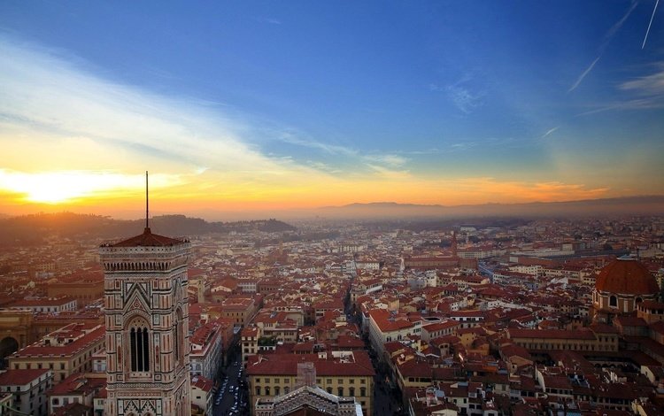 панорама, город, италия, флоренция, panorama, the city, italy, florence