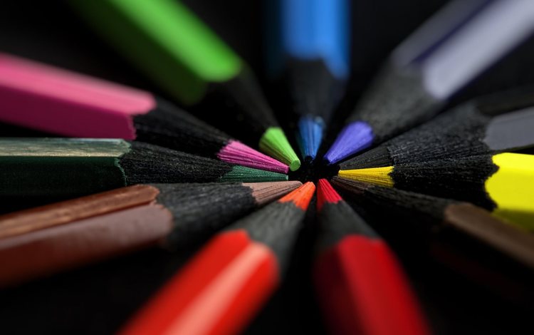 разноцветные, карандаши, черный фон, цветные карандаши, colorful, pencils, black background, colored pencils