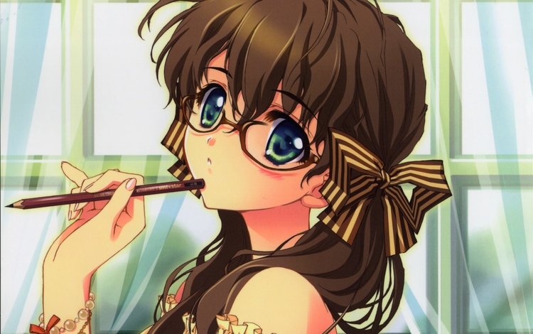 карандаш, глаза голубые, аниме девочка, оригинальная, pencil, blue eyes, anime girl, original