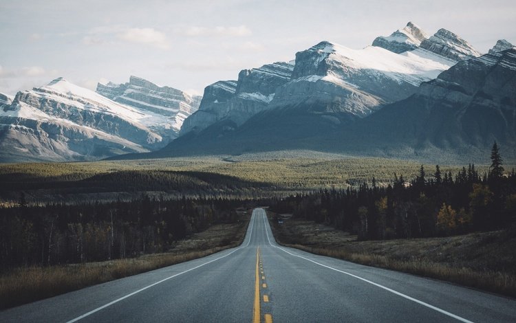 дорога, горы, природа, канада, johannes hulsch, road, mountains, nature, canada