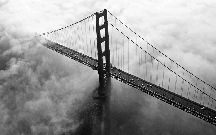 туман, мост, fog, bridge