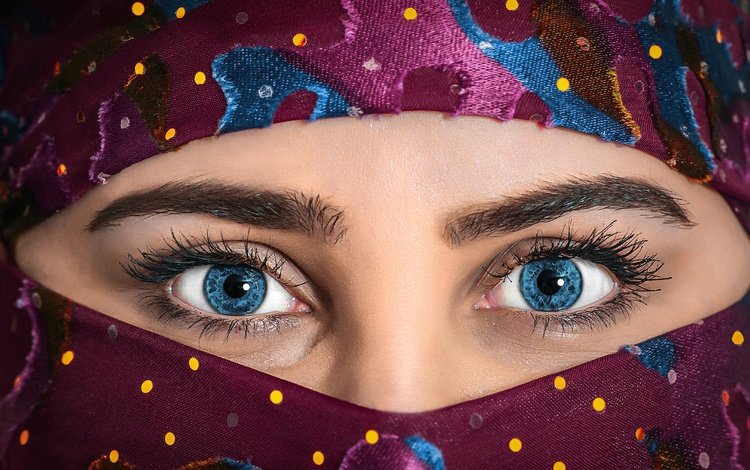 глаза, девушка, портрет, взгляд, лицо, нос, паранджа, eyes, girl, portrait, look, face, nose, the veil