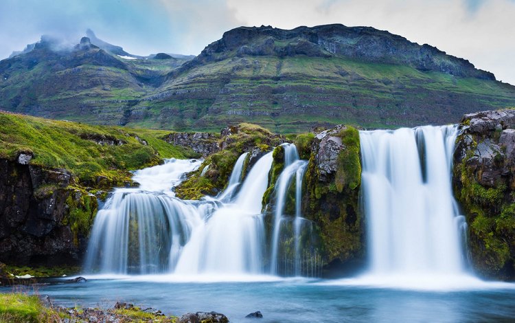 горы, водопад, исландия, grundarfjordur, grjundarfьjordjur, kirkjufoss, грюндарфьёрдюр, mountains, waterfall, iceland