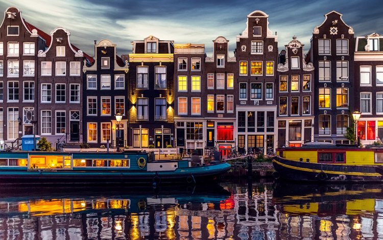 канал, дома, нидерланды, амстердам, баржа, голландия, channel, home, netherlands, amsterdam, barge, holland