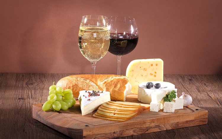 виноград, хлеб, вино, бокалы, оливки, grapes, bread, wine, glasses, olives
