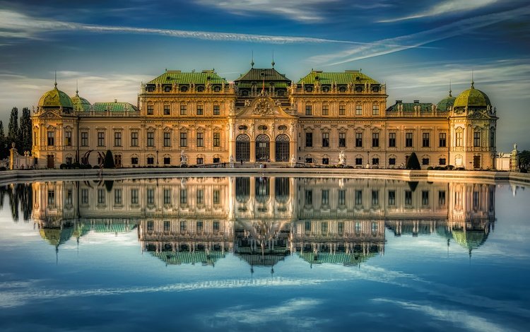 вода, отражение, австрия, вена, бельведер, water, reflection, austria, vienna, belvedere