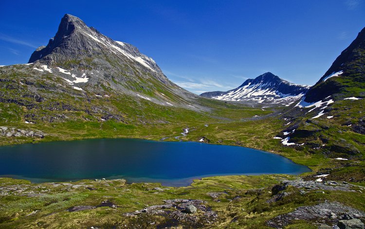 озеро, горы, природа, пейзаж, норвегия, lake, mountains, nature, landscape, norway