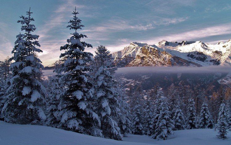 горы, природа, лес, зима, пейзаж, mountains, nature, forest, winter, landscape