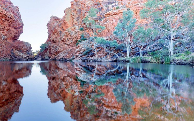 деревья, озеро, горы, скалы, природа, отражение, пейзаж, trees, lake, mountains, rocks, nature, reflection, landscape