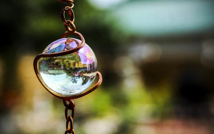 отражение, размытость, шар, стекло, цепочка, стеклянный шар, reflection, blur, ball, glass, chain, glass globe
