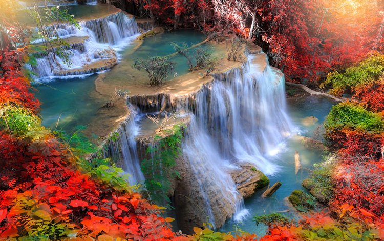 река, природа, водопад, осень, river, nature, waterfall, autumn
