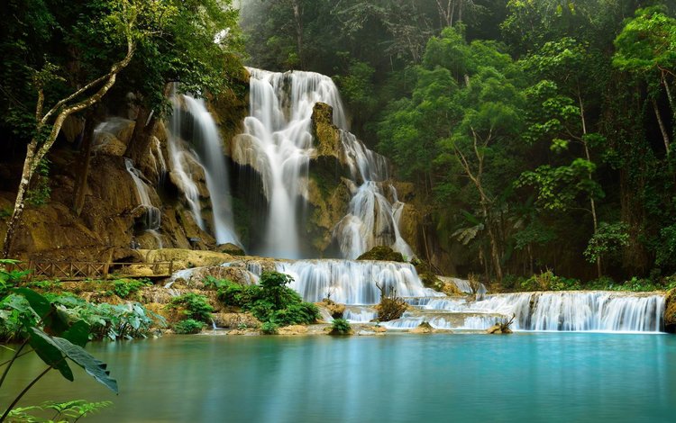 река, природа, лес, водопад, river, nature, forest, waterfall
