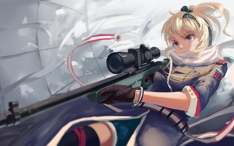 арт, девушка, оружие, аниме, снайпер, снайперская винтовка, art, girl, weapons, anime, sniper, sniper rifle