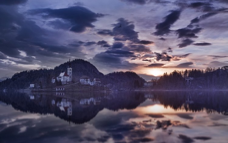 озеро, природа, отражение, утро, дома, словения, бледское озеро, lake, nature, reflection, morning, home, slovenia, lake bled