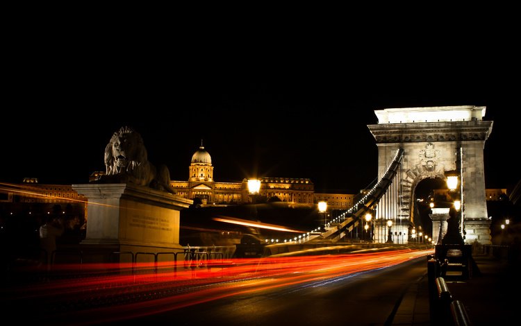 ночь, мост, венгрия, будапешт, цепной мост, night, bridge, hungary, budapest, chain bridge