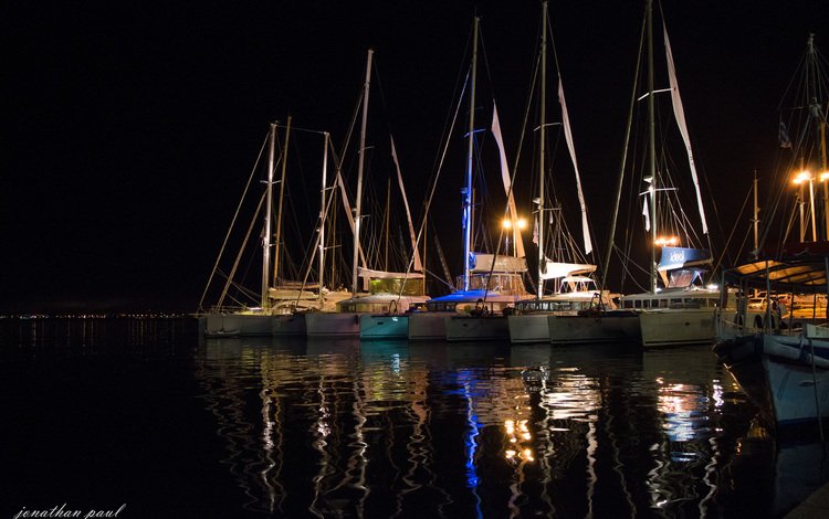 ночь, огни, вода, отражение, яхты, яхта, night, lights, water, reflection, yachts, yacht